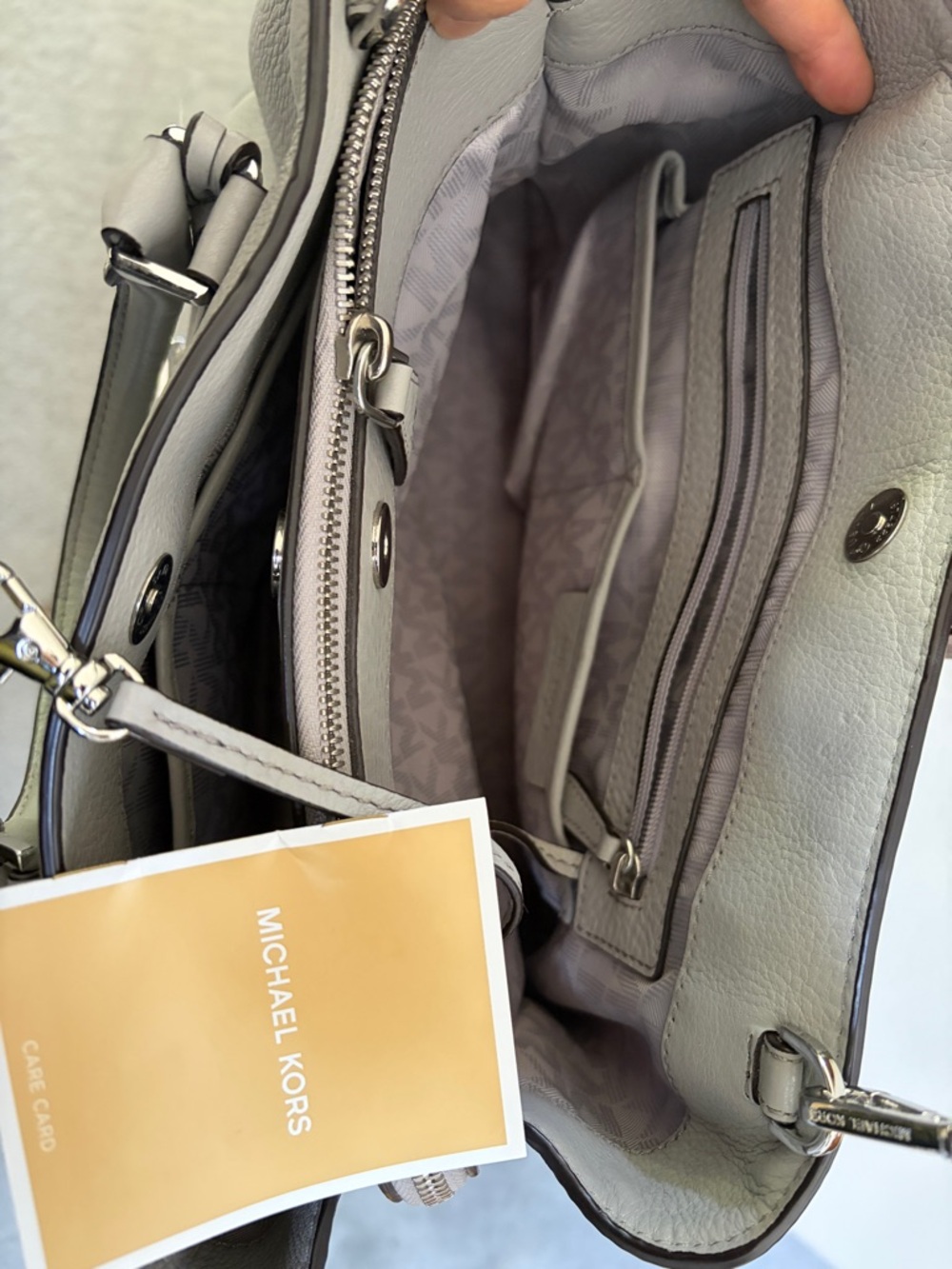 Michael Kors Gray Pebbled Leather Satchel - Picture 6 of 13